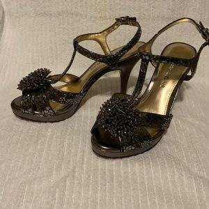 Antonio Melani metallic platform strappy heels